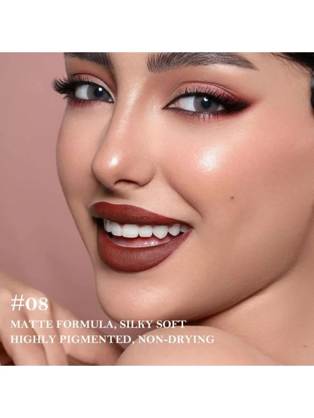 1Pcs-A08# Dark Wine Red Shimmery Metallic Cone-Tip Glitter Lipstick Lip Liner